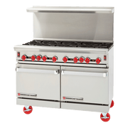 American Range ARGF-8 48" Green Flame Gas Range, 8 Burners, (2) Space Saver Ovens