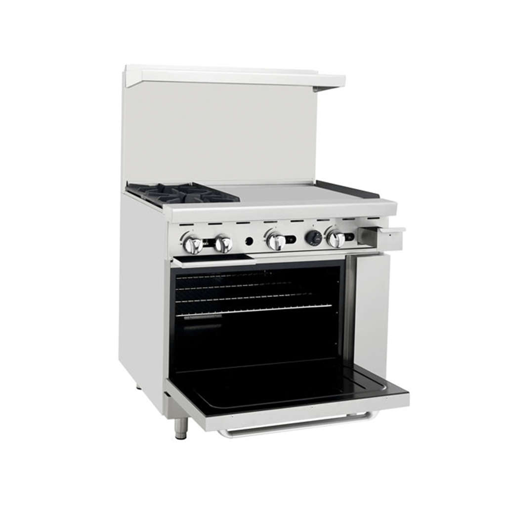 ATOSA AGR - 2B24GR, 36 - Inch (91.44 cm) 2 Burner Heavy Duty Gas Range with 24 - Inch Right Griddle and Single Oven