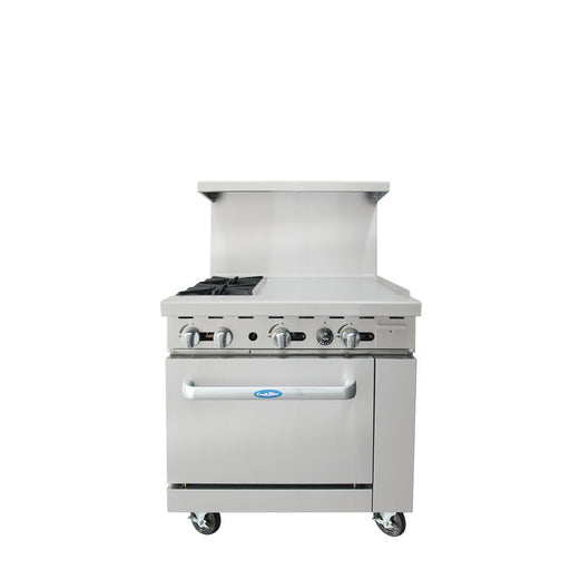 ATOSA AGR - 2B24GR, 36 - Inch (91.44 cm) 2 Burner Heavy Duty Gas Range with 24 - Inch Right Griddle and Single Oven