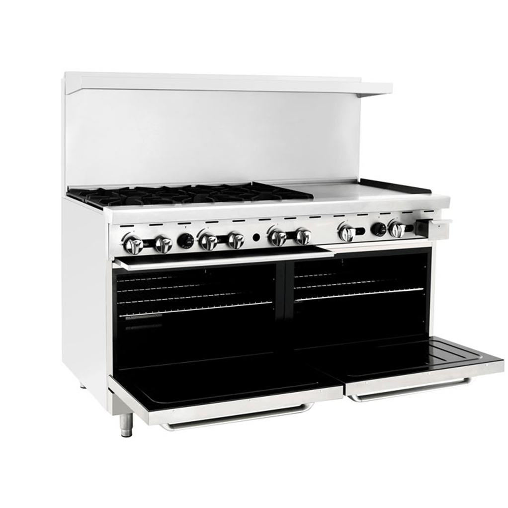 ATOSA AGR - 6B24GR, 60 - Inch (152.4 cm) 6 Burners Heavy Duty Gas Range with 24 - Inch Right Griddle and Single Oven