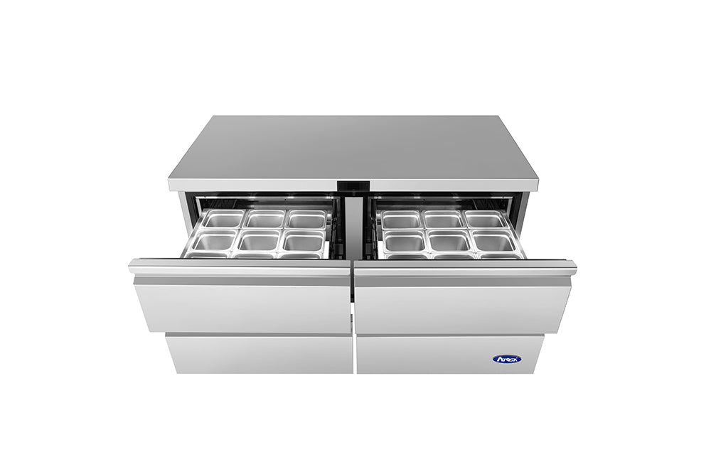 Atosa AUR60D4 60" Undercounter Refrigerator with Drawers, 15.5 Cu. Ft.