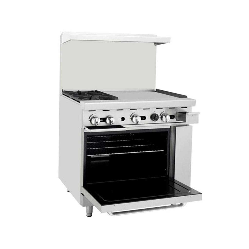 Atosa CookRite AGR-2B24GR 36" Gas Range with 2 Open Burners & 24" Griddle, 136,000 BTU