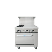 Atosa CookRite AGR-2B24GR 36" Gas Range with 2 Open Burners & 24" Griddle, 136,000 BTU