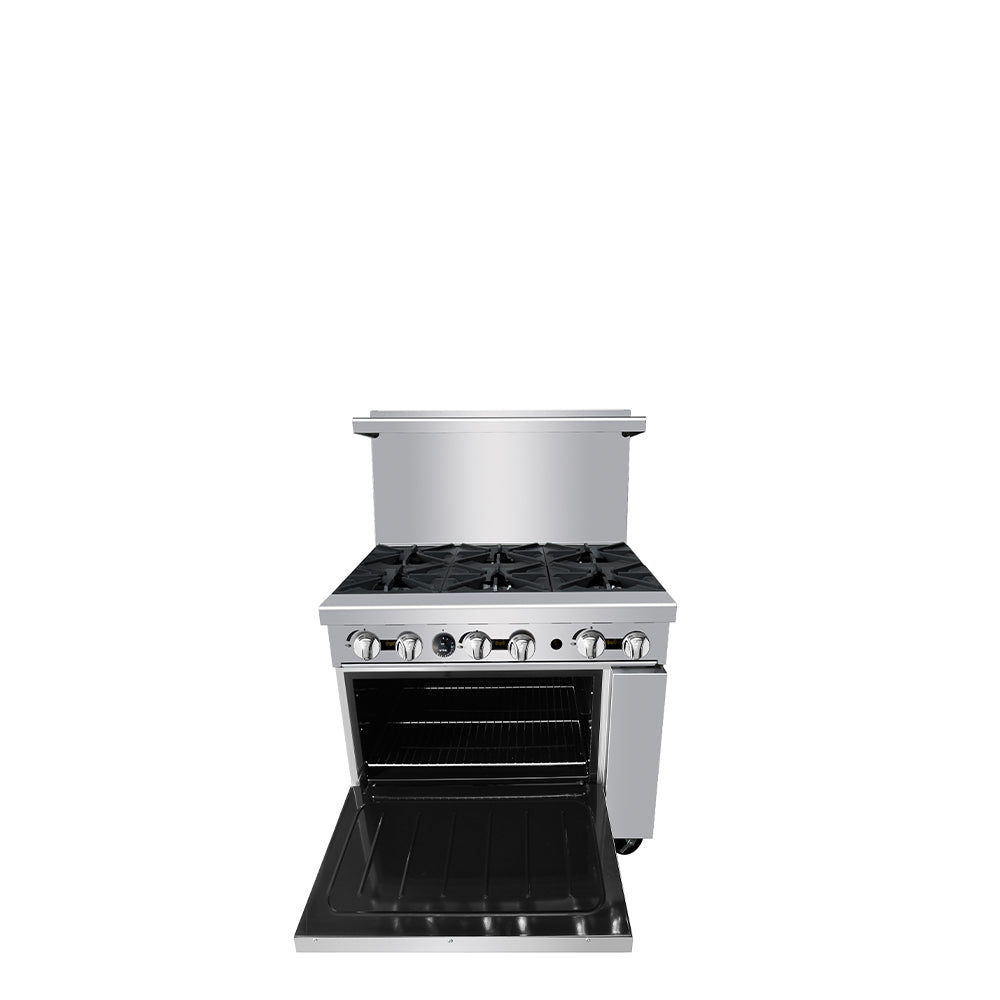 Atosa CookRite AGR-6B 36" Gas Range, 6 Open Burners, Standard Oven, 219,000 BTU