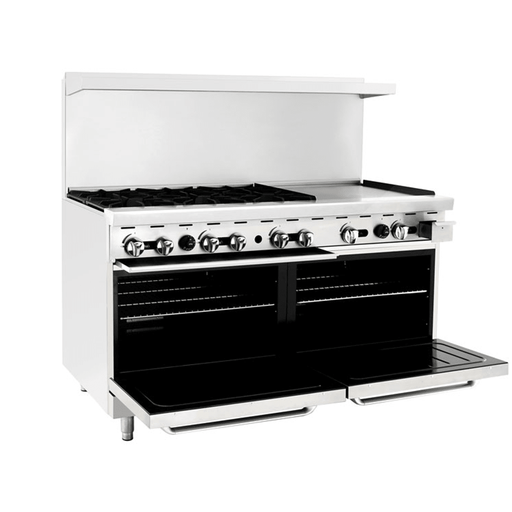 Atosa CookRite AGR-6B24GR 60" Gas Range with 6 Open Burners & 24" Griddle, 294,000 BTU