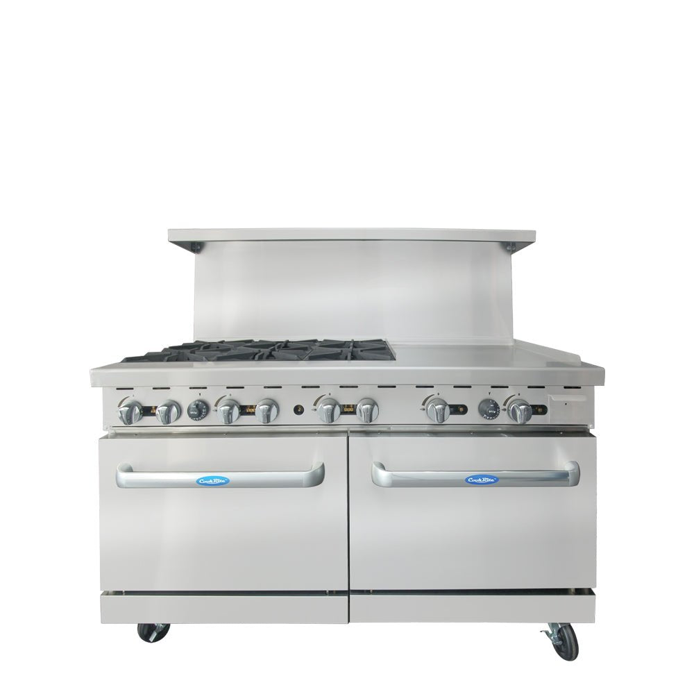 Atosa CookRite AGR-6B24GR 60" Gas Range with 6 Open Burners & 24" Griddle, 294,000 BTU
