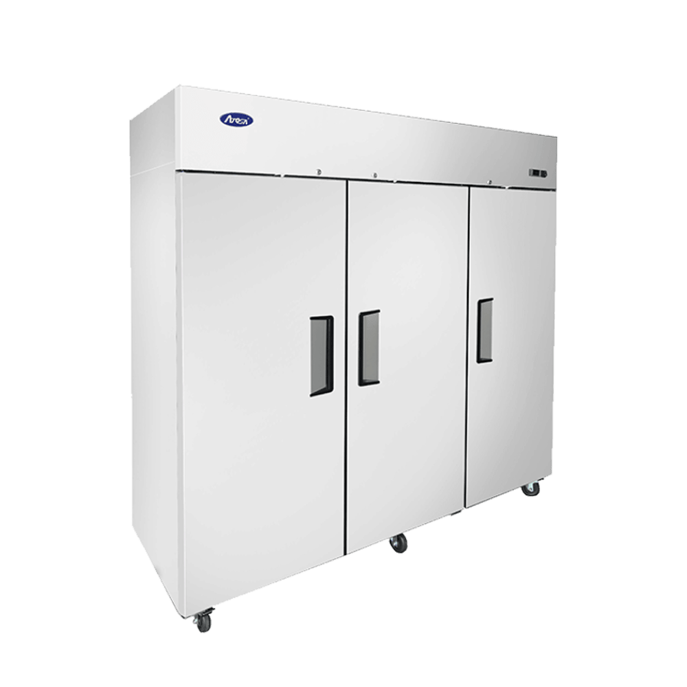 Atosa MBF8003GR 78" Top Mount 3-Door Reach-In Freezer, 64.9 Cu. Ft.