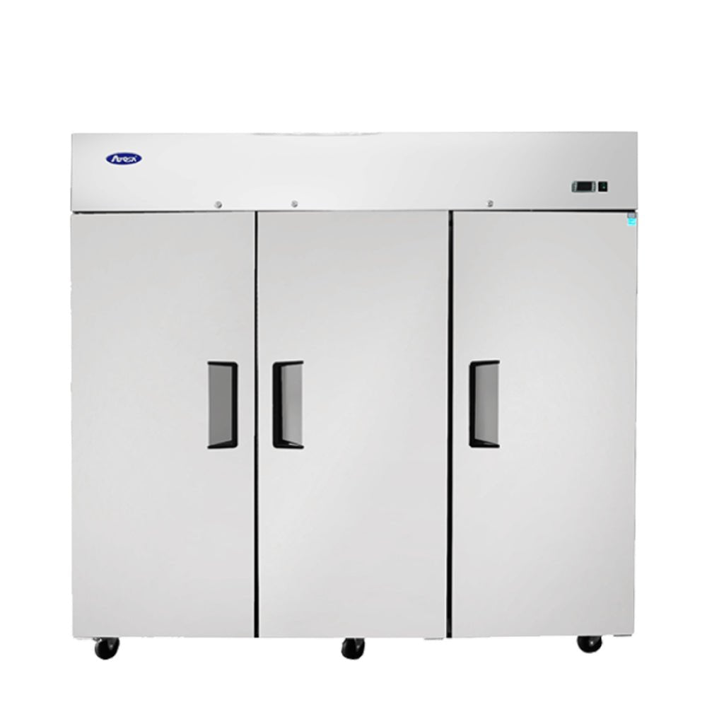 Atosa MBF8003GR 78" Top Mount 3-Door Reach-In Freezer, 64.9 Cu. Ft.