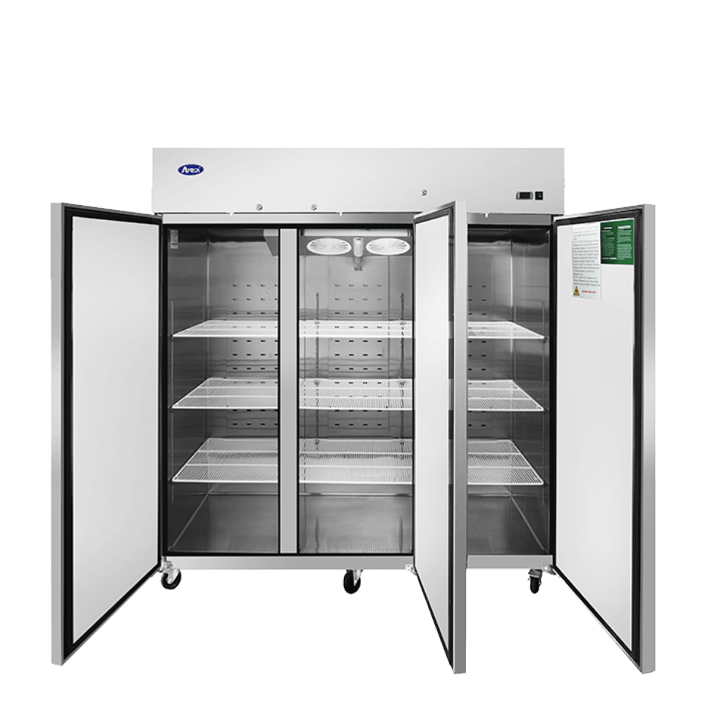 Atosa MBF8003GR 78" Top Mount 3-Door Reach-In Freezer, 64.9 Cu. Ft.
