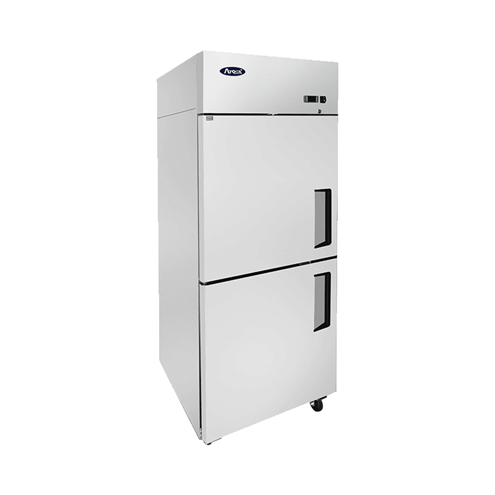 Atosa MBF8010GRL 29" Top Mount 2 Divided Door Reach-In Refrigerator, Left-Hand Hinge, 21.4 Cu. Ft.