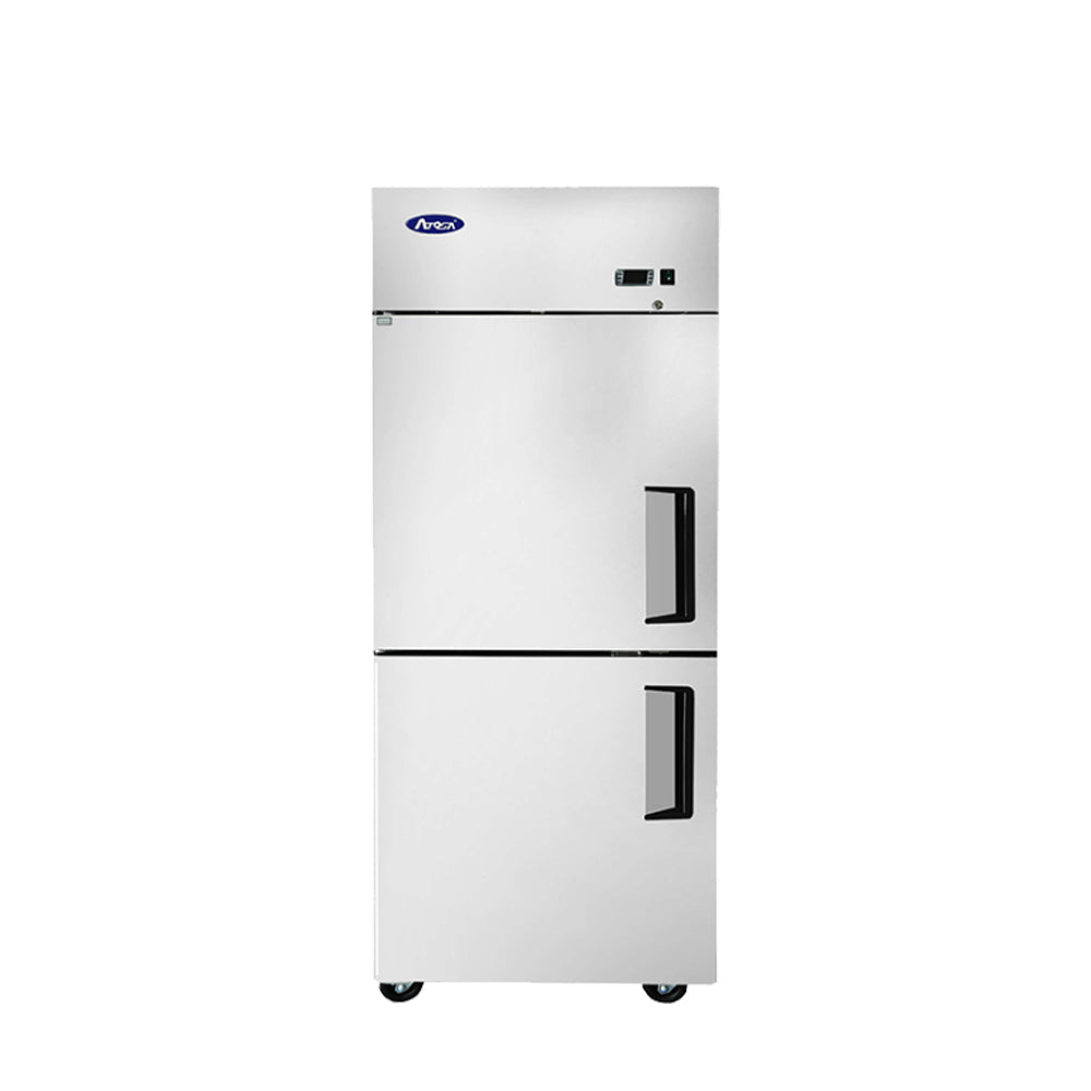 Atosa MBF8010GRL 29" Top Mount 2 Divided Door Reach-In Refrigerator, Left-Hand Hinge, 21.4 Cu. Ft.