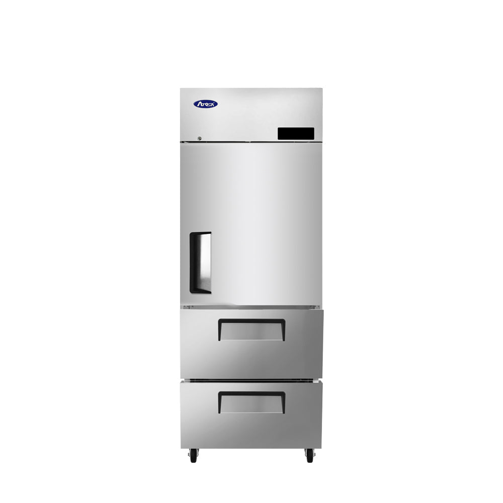 Atosa MBF8022GR 29" Top Mount Reach-In 1-Section Refrigerator Top Door Bottom Drawers, 21.4 Cu. Ft.