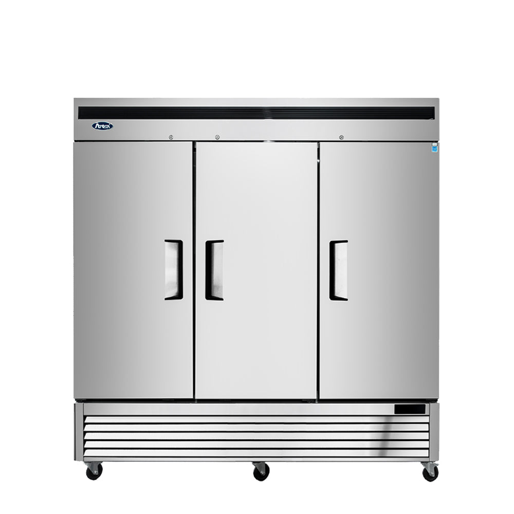 Atosa MBF8508GR 82" Bottom Mount 3-Door Reach-In Refrigerator, 68 Cu. Ft.