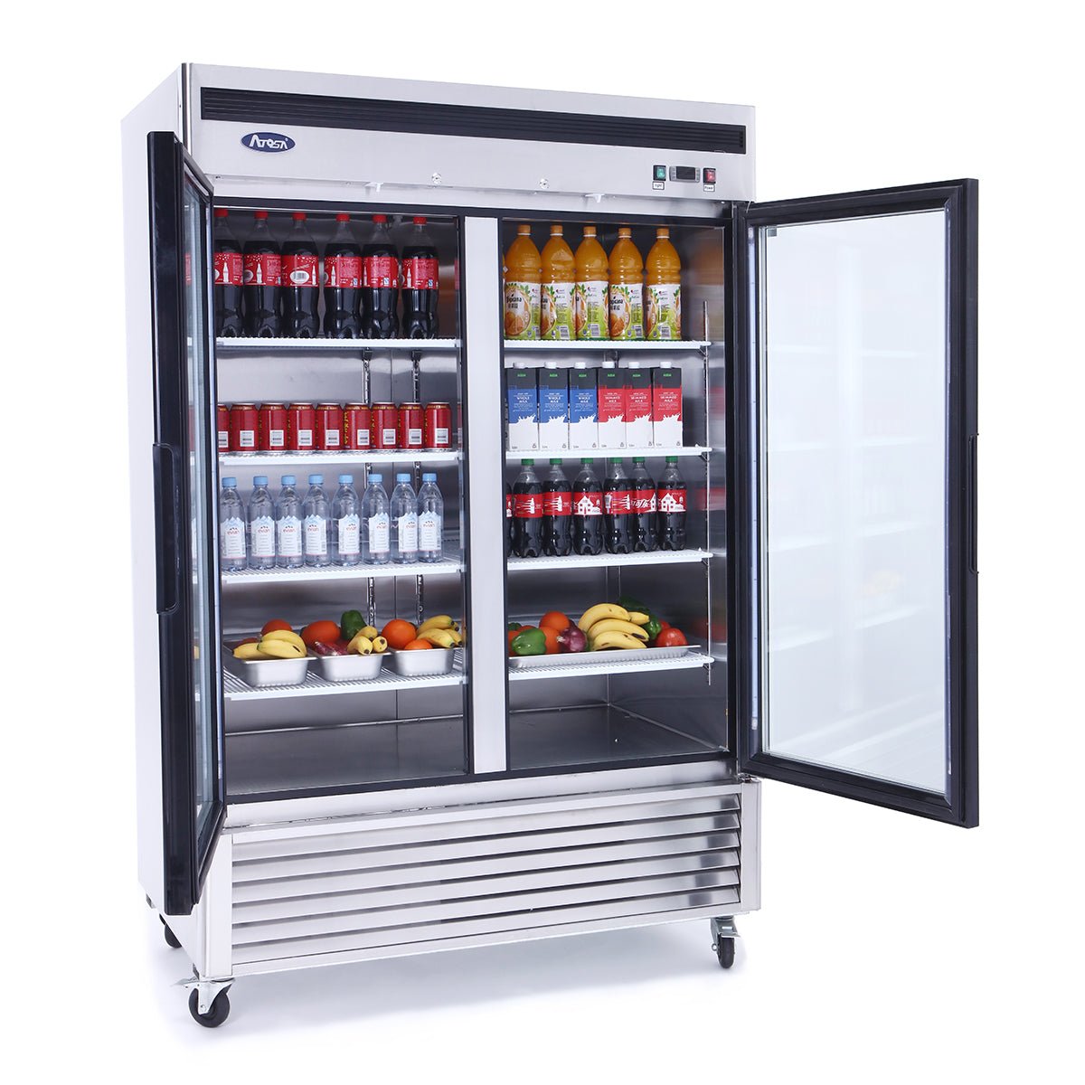 Atosa MCF8707GR 54" 2 Glass Door Merchandiser Cooler, 44.8 Cu. Ft.