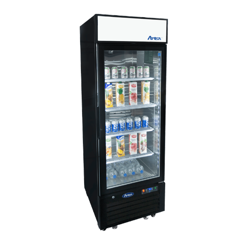 Atosa MCF8720GR 27" Black Cabinet 1 Glass Door Merchandiser Freezer, 19.4 Cu. Ft.
