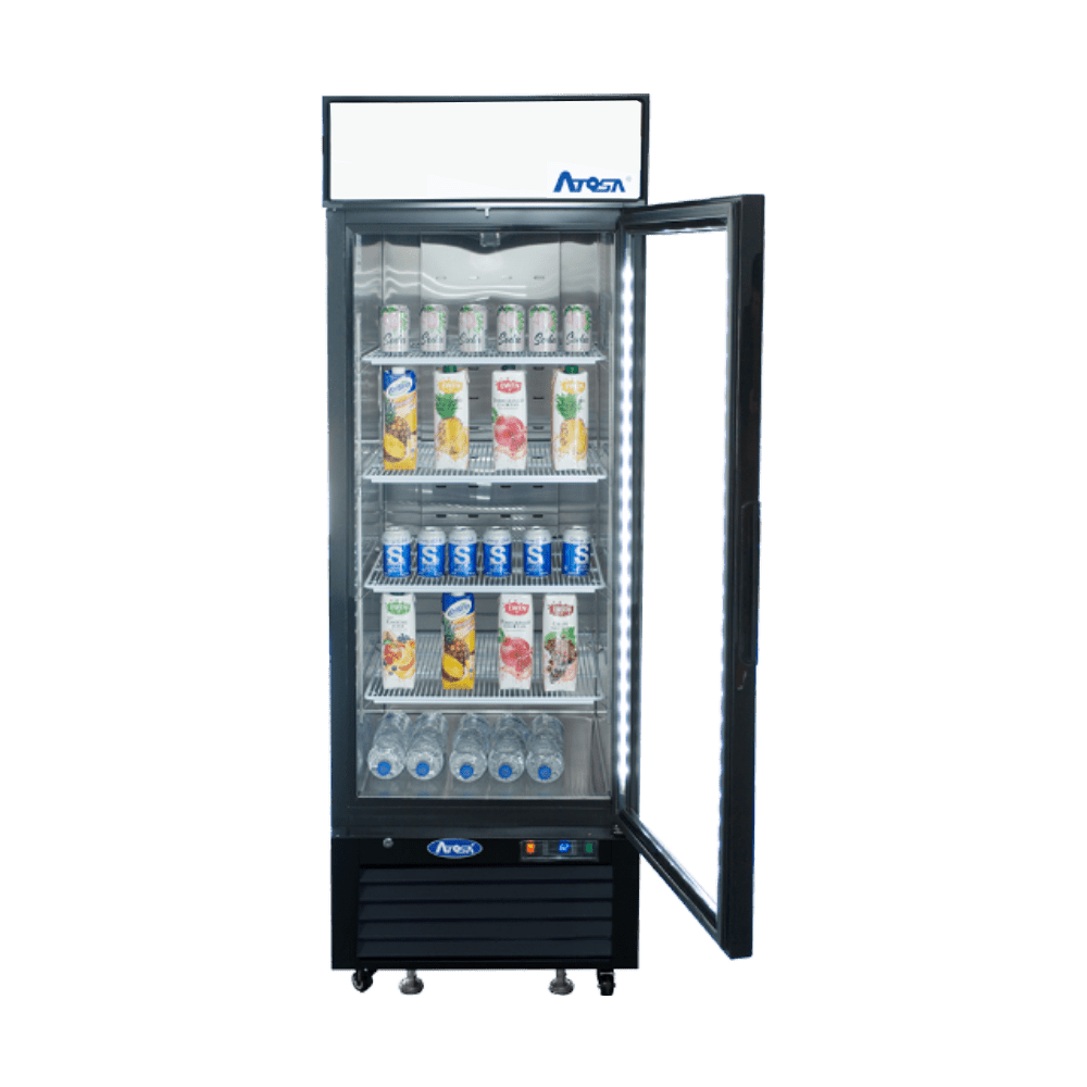 Atosa MCF8722GR 27" Black Cabinet 1 Glass Door Merchandiser Cooler, 19.4 Cu. Ft.
