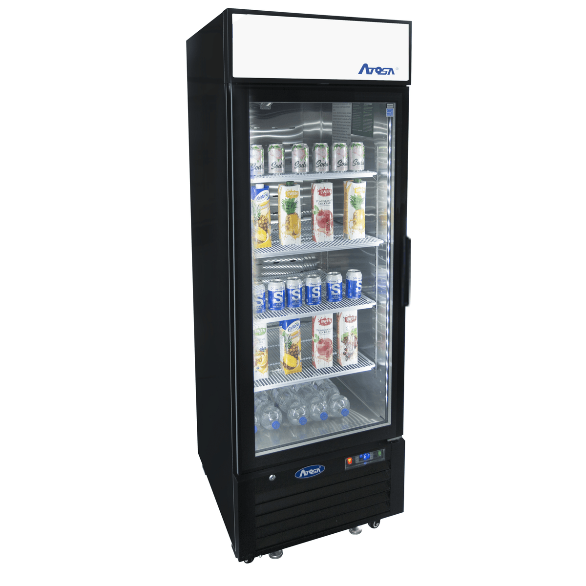 Atosa MCF8722GRL 27" Black Cabinet 1 Glass Door Merchandiser Cooler, 19.4 Cu. Ft.