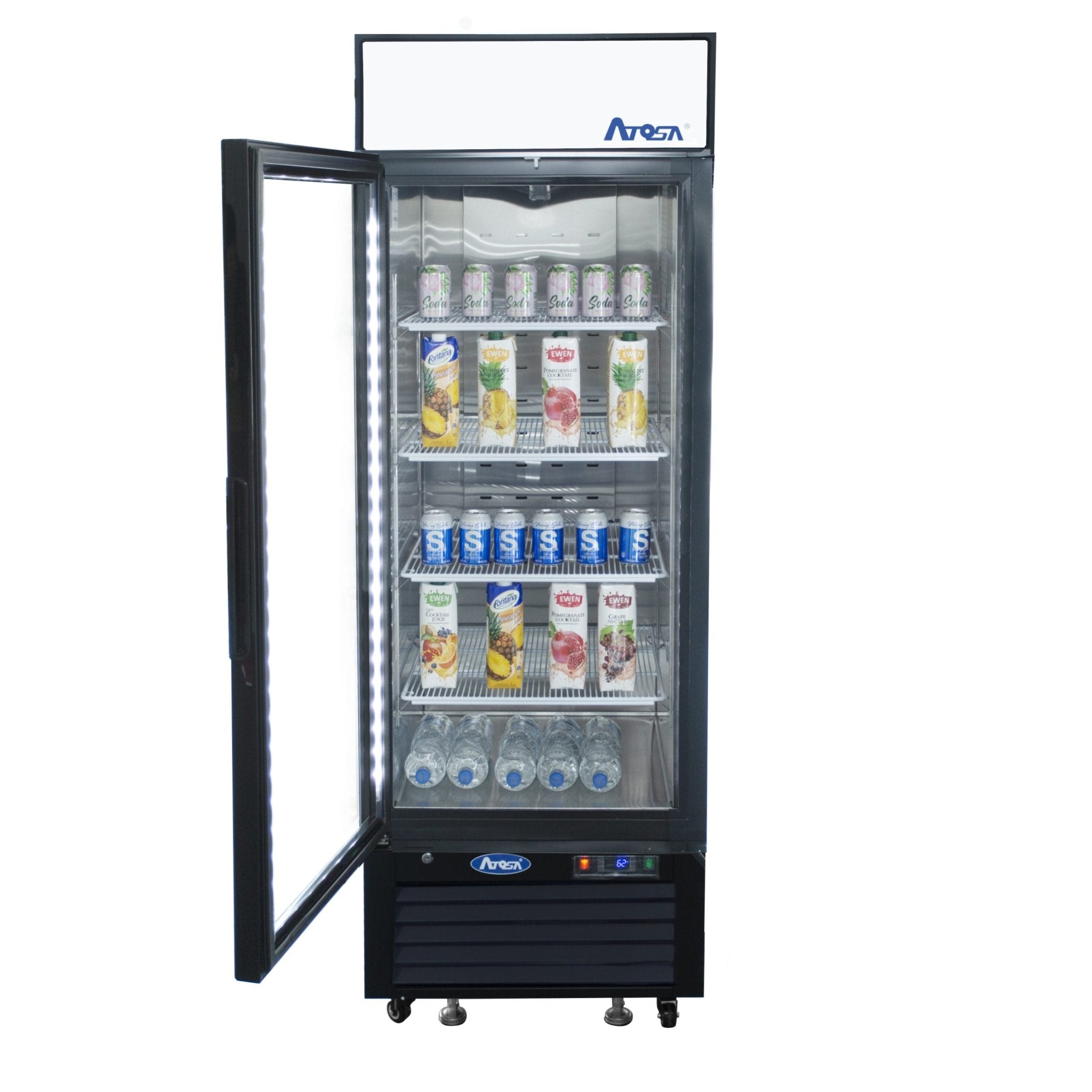 ATOSA MCF8722GRL — Black Cabinet One Glass Door Merchandiser Cooler