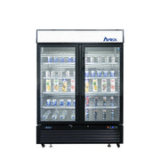 Atosa MCF8723GR 54" Black Cabinet 2 Glass Door Merchandiser Cooler, 43.8 Cu. Ft.