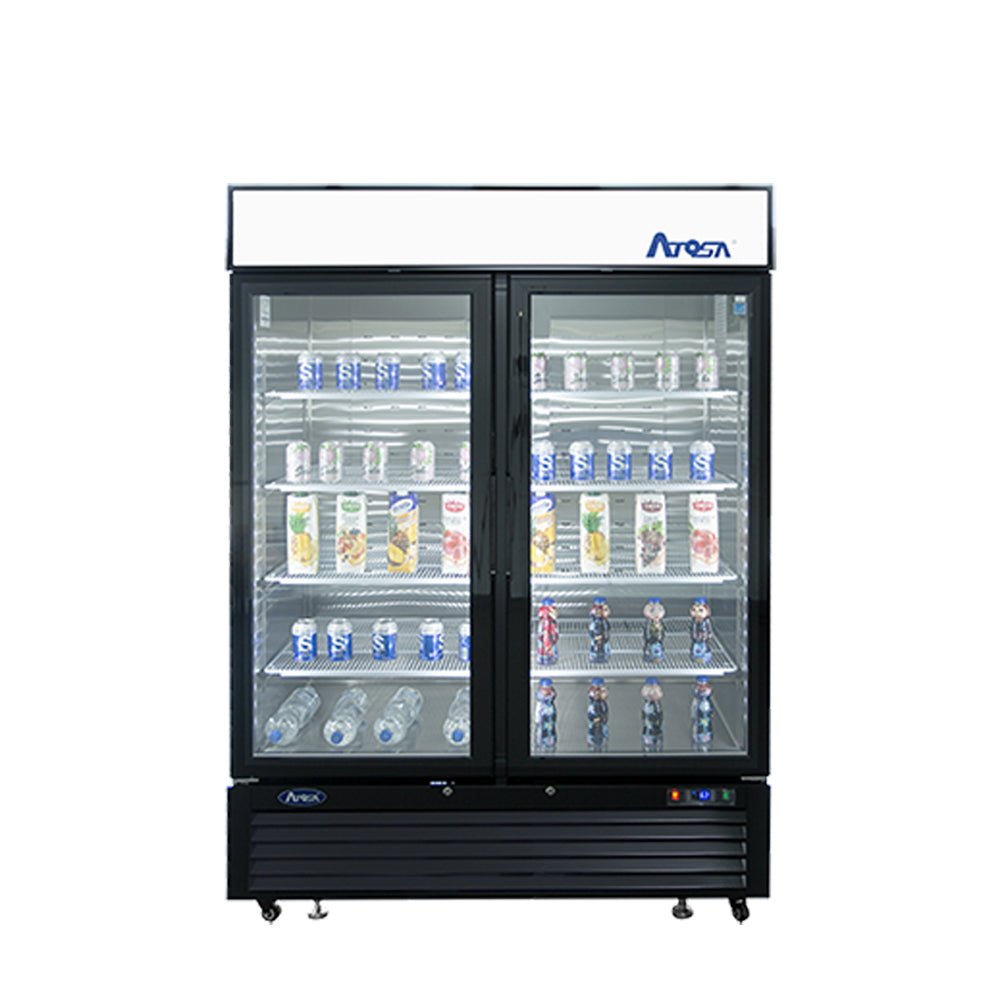 Atosa MCF8723GR 54" Black Cabinet 2 Glass Door Merchandiser Cooler, 43.8 Cu. Ft.