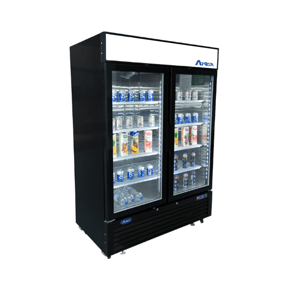 Atosa MCF8723GR 54" Black Cabinet 2 Glass Door Merchandiser Cooler, 43.8 Cu. Ft.