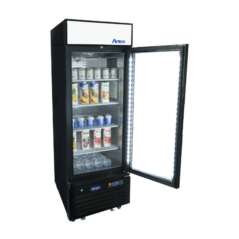 Atosa MCF8725GR 24" Black Cabinet 1 Glass Door Merchandiser Cooler, 11.1 Cu. Ft.