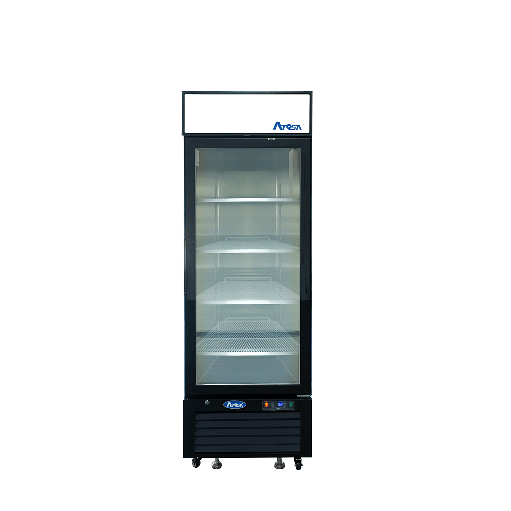Atosa MCF8725GR 24" Black Cabinet 1 Glass Door Merchandiser Cooler, 11.1 Cu. Ft.
