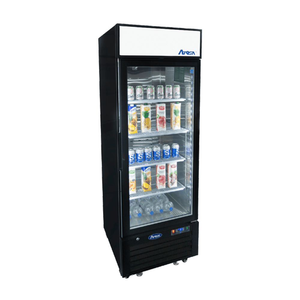 Atosa MCF8725GR 24" Black Cabinet 1 Glass Door Merchandiser Cooler, 11.1 Cu. Ft.