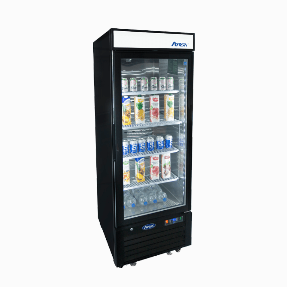 Atosa MCF8726GR 24" Black Cabinet 1 Glass Door Merchandiser Cooler, 8.3 Cu. Ft.