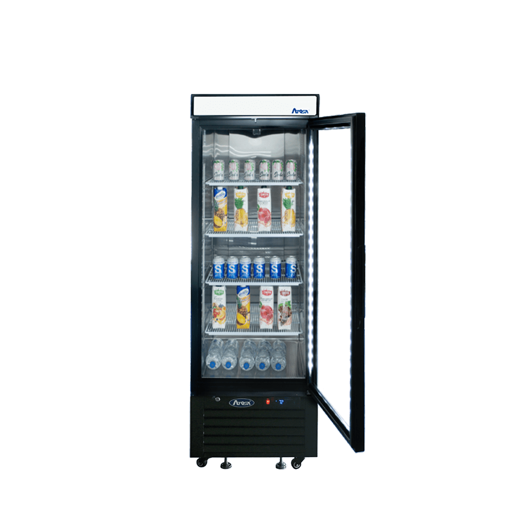 Atosa MCF8726GR 24" Black Cabinet 1 Glass Door Merchandiser Cooler, 8.3 Cu. Ft.