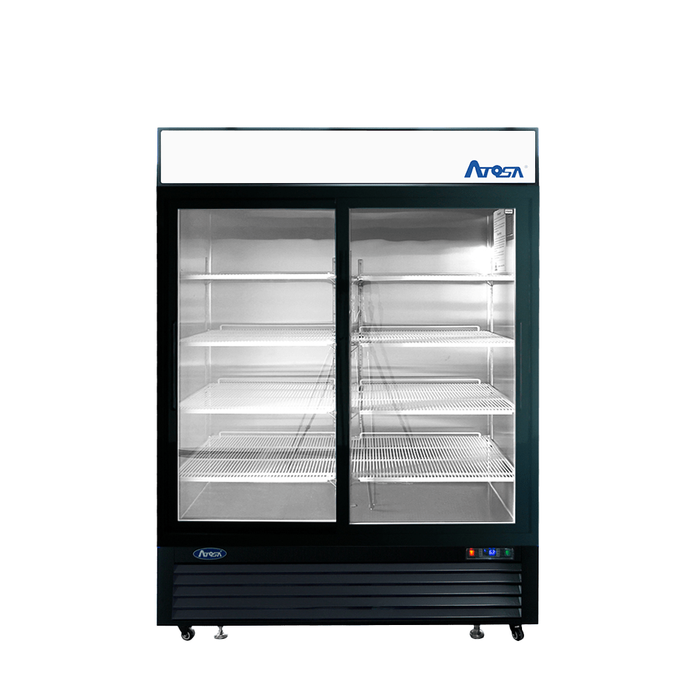 ATOSA MCF8727GR — Black Cabinet Two (2) Sliding Glass Door Merchandiser Cooler, 44.9 Cu. Ft.