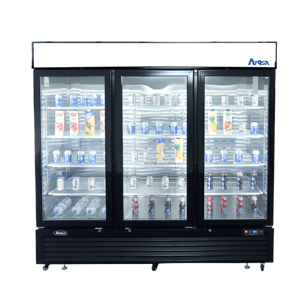 ATOSA MCF8728GR — Black Cabinet Three (3) Glass Door Merchandiser Freezer, 68 Cu. Ft.