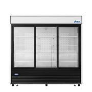 Atosa MCF8729GR 88" Black Exterior Sliding Glass Door Refrigerator Merchandiser, 64.4 Cu. Ft.