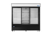 ATOSA MCF8729GR - Bottom Mount Glass Sliding 3 Door Freezer - Black Cabinet