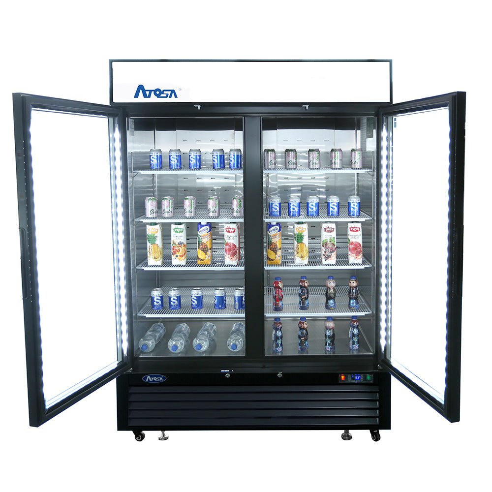 Atosa MCF8732GR 40" Black Cabinet 2 Glass Door Merchandiser Freezer, 28.5 Cu. Ft.
