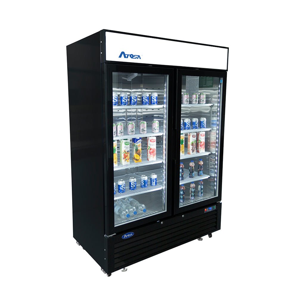 Atosa MCF8732GR 40" Black Cabinet 2 Glass Door Merchandiser Freezer, 28.5 Cu. Ft.