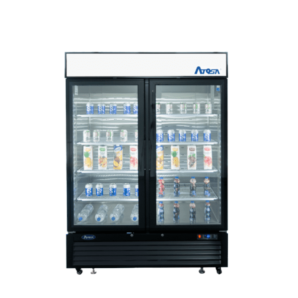 Atosa MCF8732GR 40" Black Cabinet 2 Glass Door Merchandiser Freezer, 28.5 Cu. Ft.