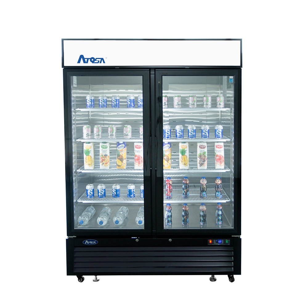 ATOSA MCF8732GR — Black Cabinet Two (2) Glass Door Merchandiser Freezer, 28.5 Cu. Ft.