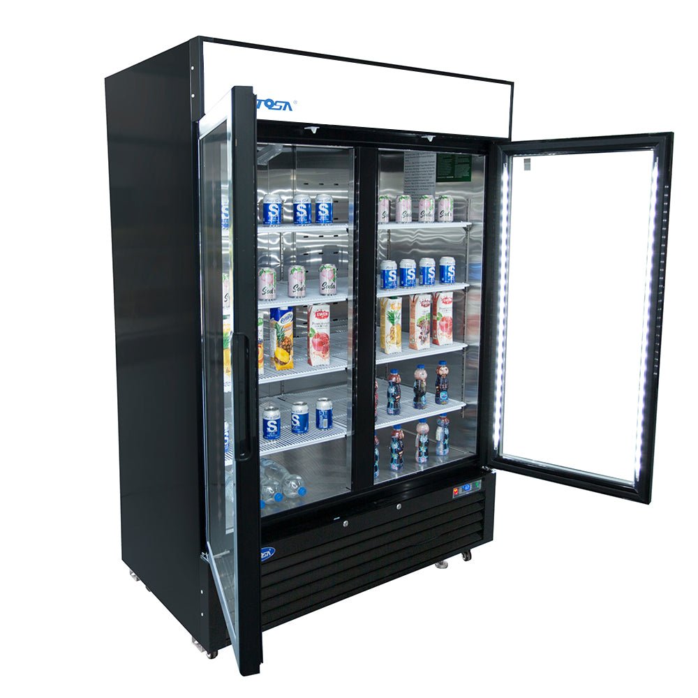 ATOSA MCF8732GR — Black Cabinet Two (2) Glass Door Merchandiser Freezer, 28.5 Cu. Ft.