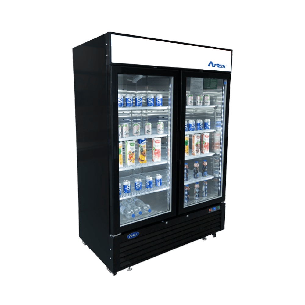 Atosa MCF8733GR 40" Black Cabinet 2 Glass Door Merchandiser Cooler, 28.5 Cu. Ft.