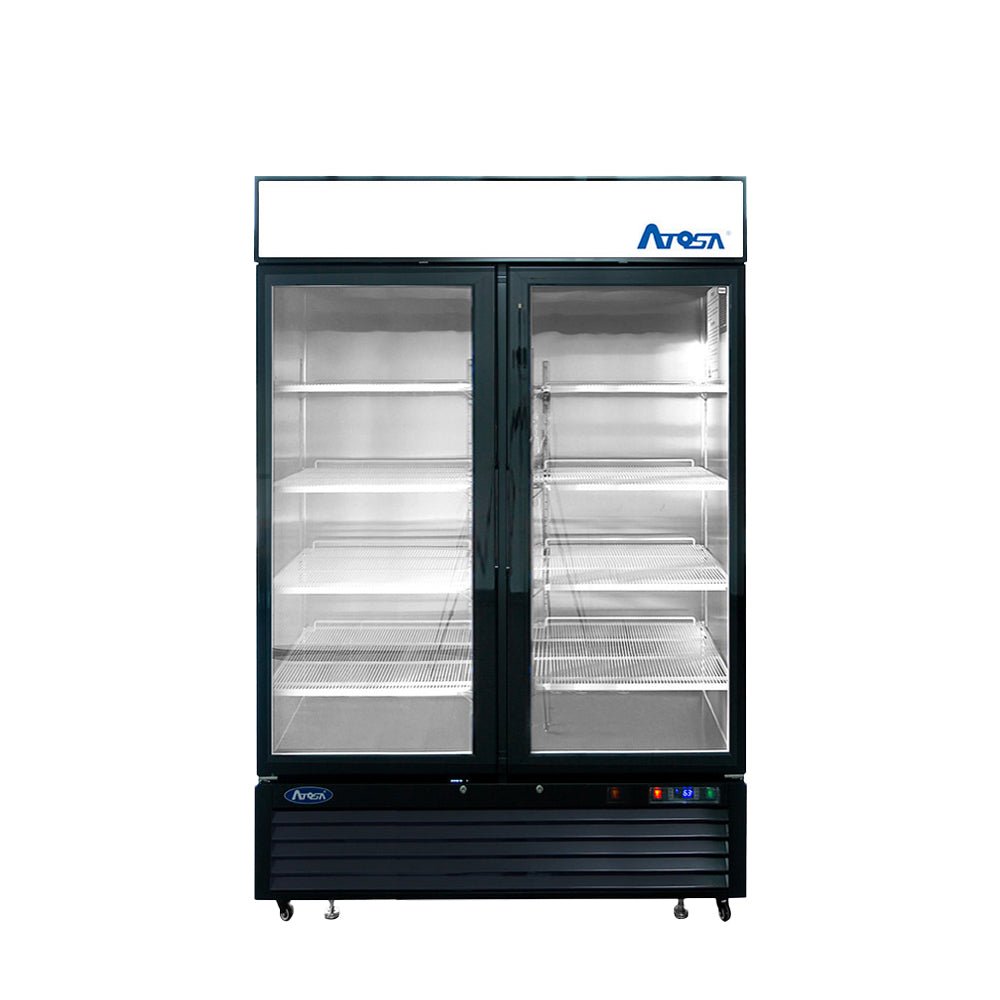 Atosa MCF8733GR 40" Black Cabinet 2 Glass Door Merchandiser Cooler, 28.5 Cu. Ft.
