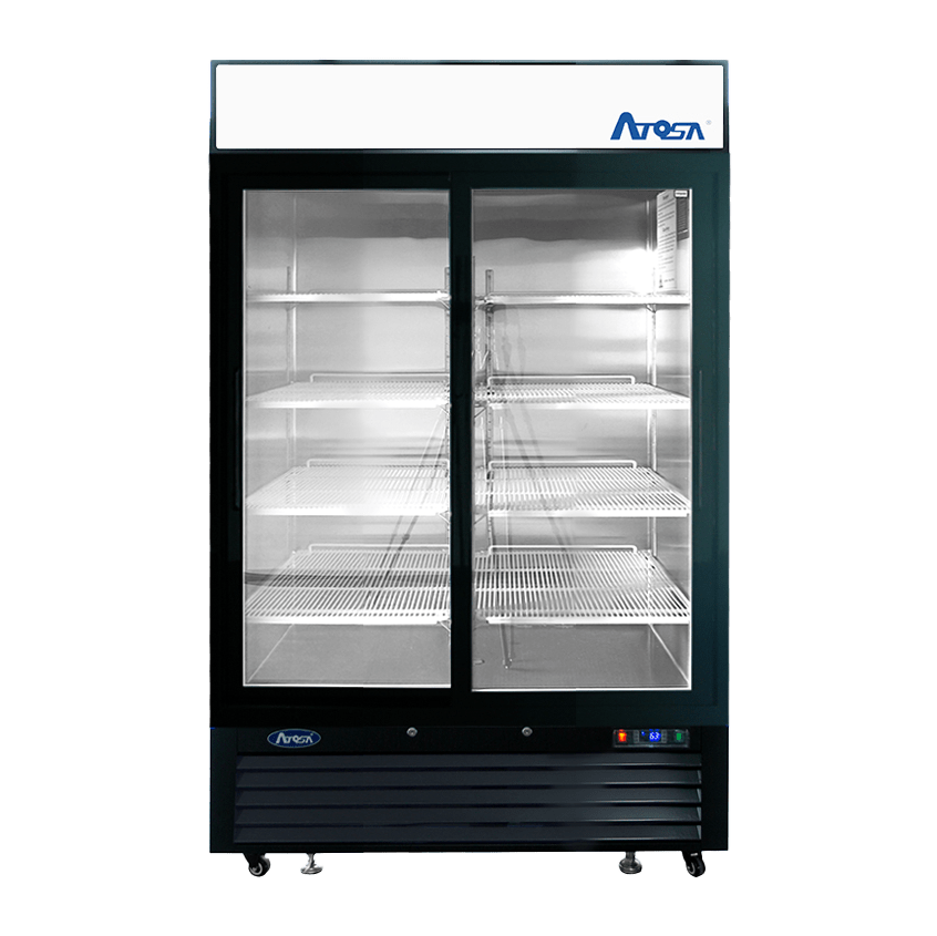 ATOSA MCF8733GR — Black Cabinet Two (2) Glass Door Merchandiser Cooler, 28.5 Cu. Ft.