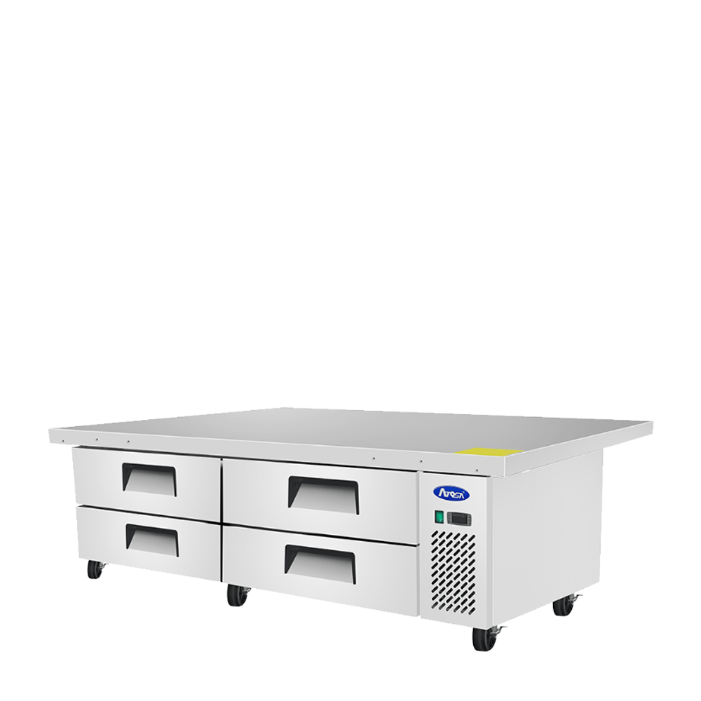Atosa MGF8454GR 76" Refrigerated Chef Base, Extended Top, 12.1 Cu. Ft.
