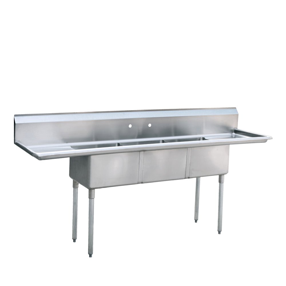 ATOSA MRSA - 3 - D Three Compartment Sink 18 Inch (45.72 cm) Galvanized tubular legs