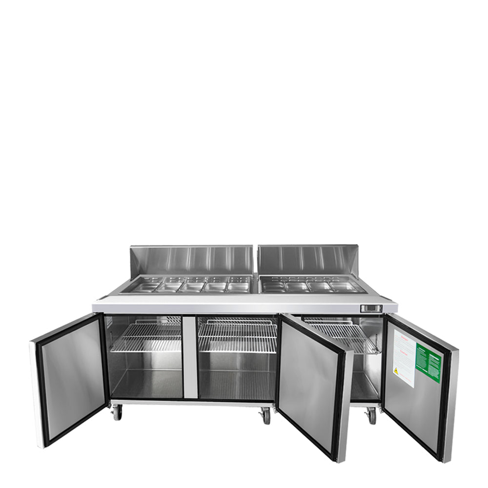 Atosa MSF8304GR 72" Refrigerated Standard Top Sandwich Prep Table, 21.1 Cu. Ft.