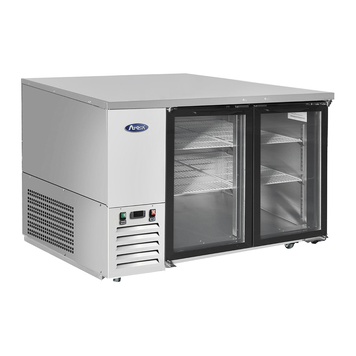 ATOSA SBB48GGRAUS1 — 48″ Shallow Depth Back Bar Cooler with Glass Doors, (S/S Exterior), 11.5 Cu. Ft.