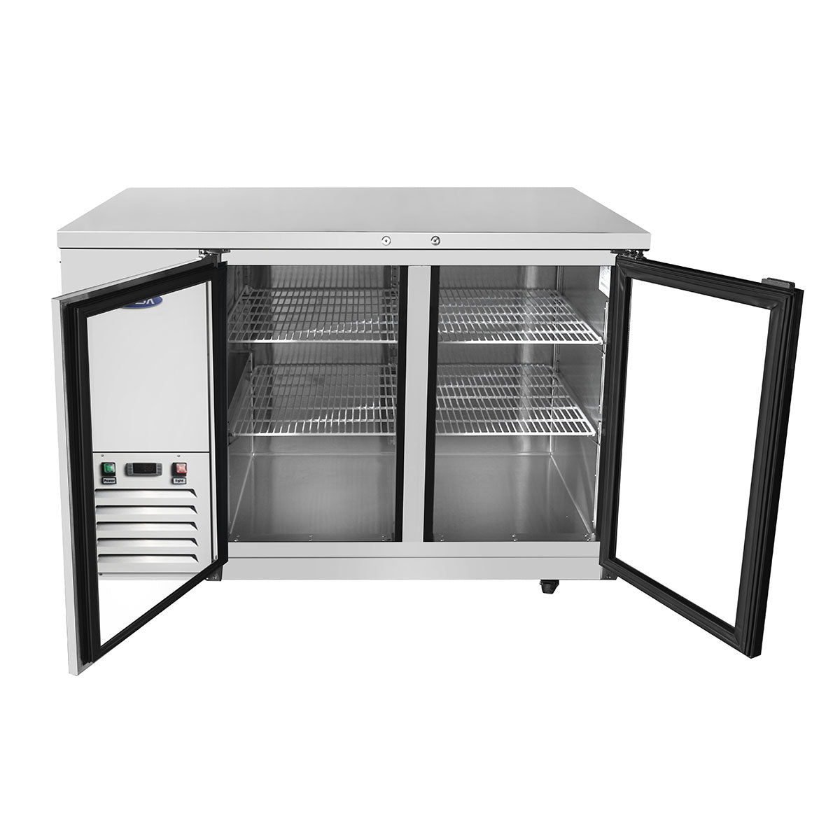 ATOSA SBB48GGRAUS1 — 48″ Shallow Depth Back Bar Cooler with Glass Doors, (S/S Exterior), 11.5 Cu. Ft.