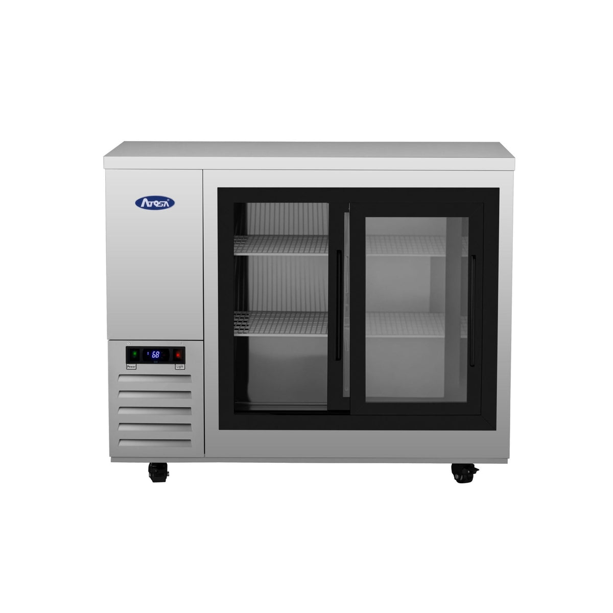 Atosa SBB48SGGRAUS1 48" Shallow Depth Back Bar Cooler with Glass Sliding Doors, 11.5 Cu. Ft.