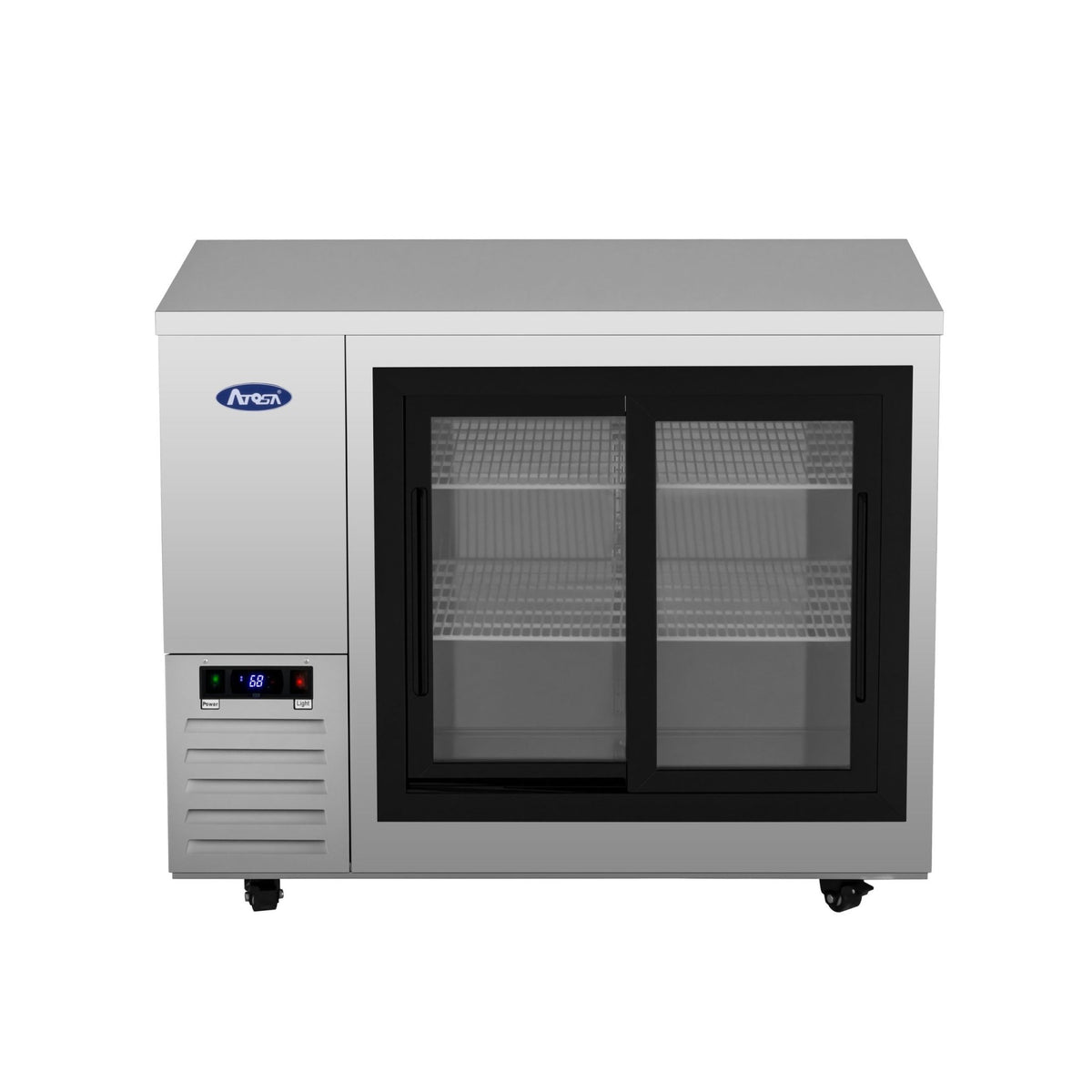 Atosa SBB48SGGRAUS1 48" Shallow Depth Back Bar Cooler with Glass Sliding Doors, 11.5 Cu. Ft.