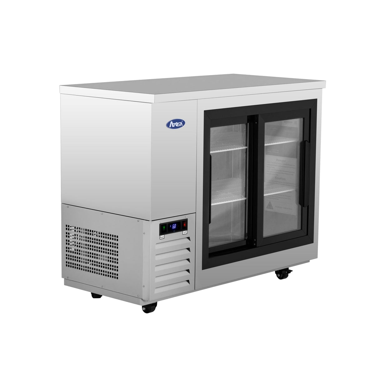 Atosa SBB48SGGRAUS1 48" Shallow Depth Back Bar Cooler with Glass Sliding Doors, 11.5 Cu. Ft.